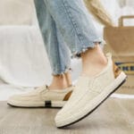 Chaussures slip-on en tissu beige pour homme – confort quotidien au Maroc