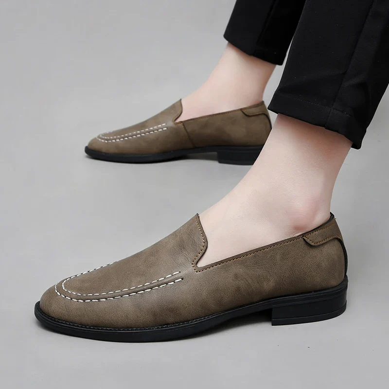 Sf9c21de8d6ba4db8b64b8310d5ee2789D Mocassins homme cuir véritable RoyalOutwear darkkhaki
