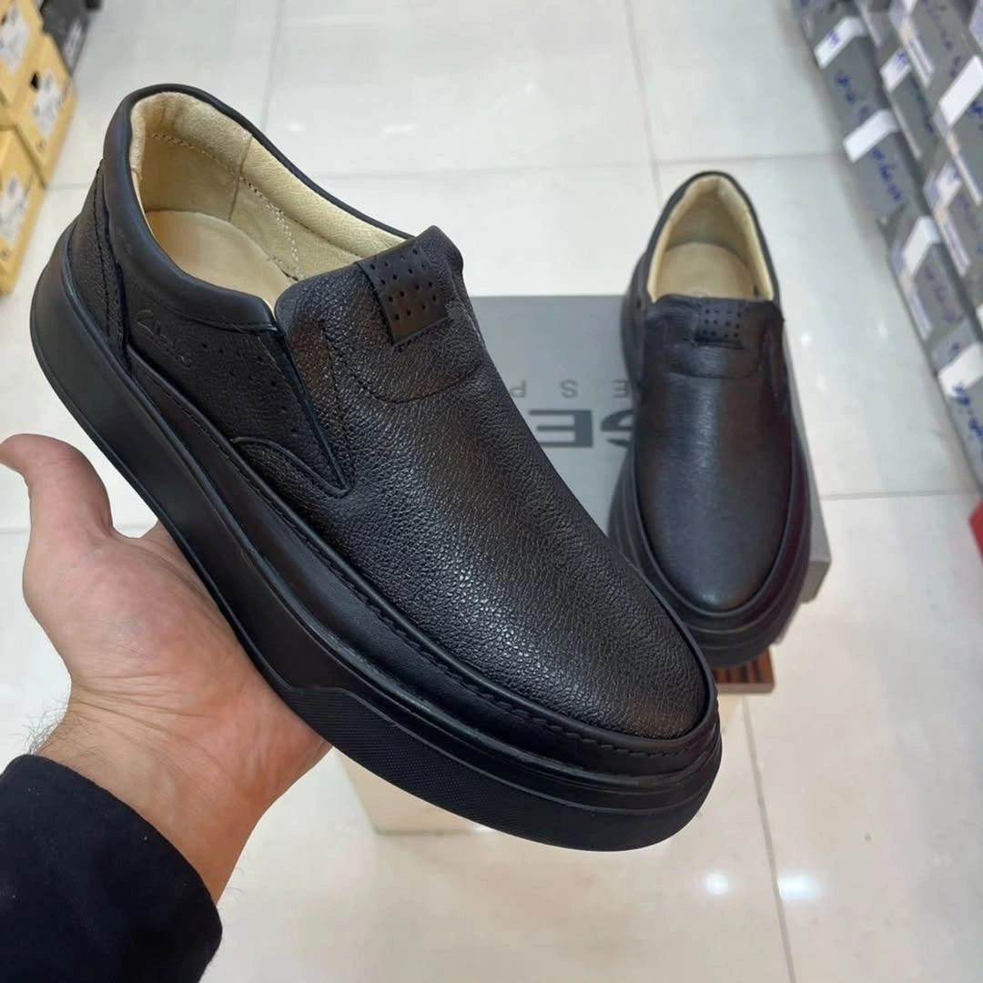 Chaussures Homme Noires Confort en Cuir – Slip-on Élégant Sans Lacets