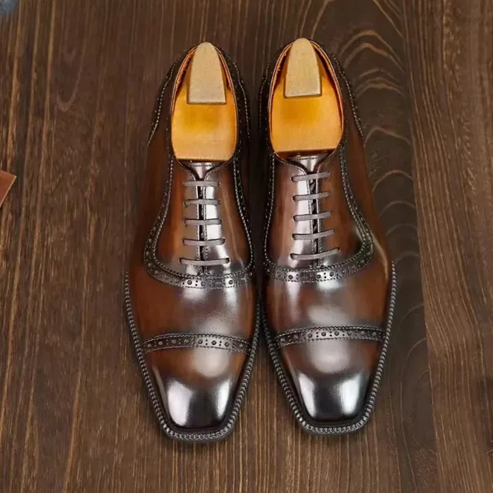 Chaussures Oxford en cuir marron foncé pour homme – Royal Outwear