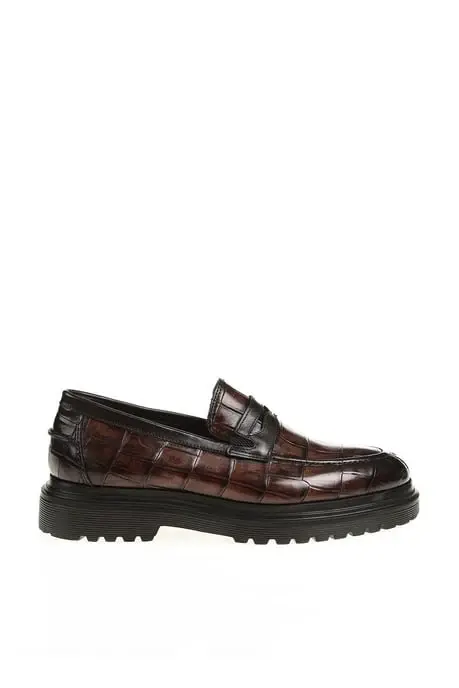 mocassins-cuir-marron-crocodile-angle → Mocassins marron crocodile – angle latéral
