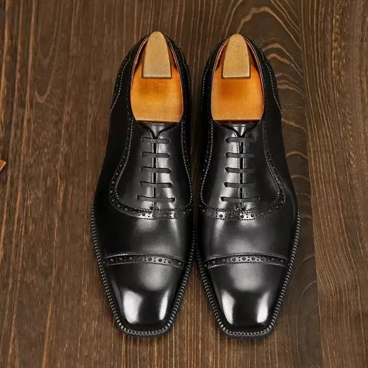 Chaussures Oxford en cuir marron foncé pour homme – Royal Outwear