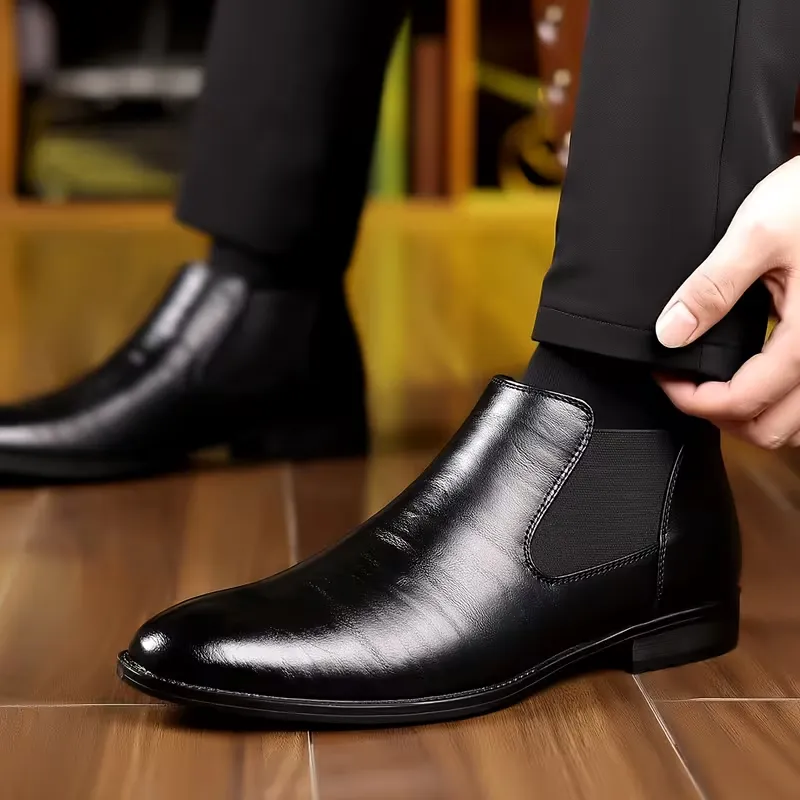 Bottines Chelsea en cuir noir pour homme