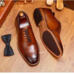Chaussures habillées en cuir marron pour homme – vue de profil élégante