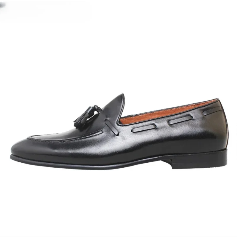 Mocassins à glands en cuir pour homme – NOIR