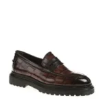 → Mocassins en cuir marron crocodile pour homme – vue de profil